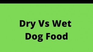 'Dry Vs Wet Pet Food'