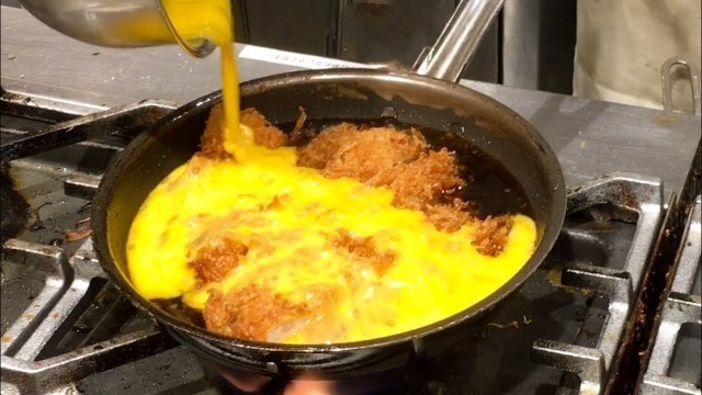 'Japanese Street Food  - KATSUDON Pork EGG OMELETTE Rice Japan'