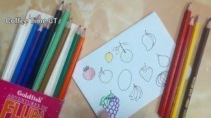 'Easy fruit drawing and colouring with Circles | food doodles | Hand drawn food clip | Coffee Time CT'