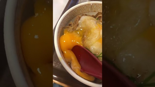 'Japanese fast food beef rice bowl with raw egg 600 yen'