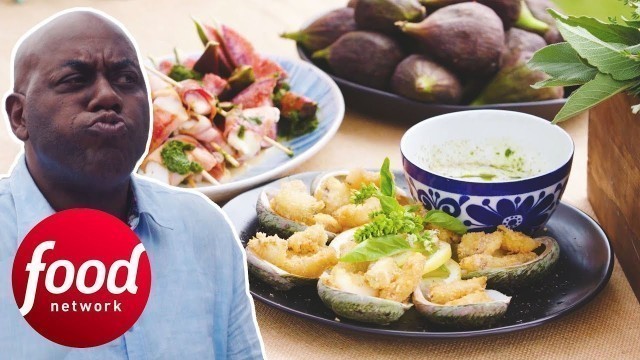 'Ainsley Cooks A Fresh Mozzarella in Smoked Ham With Crispy Coconut Abalone | Ainsley\'s Market Menu'