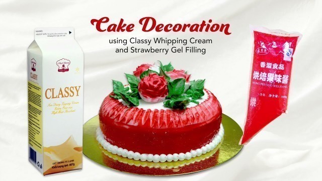 'Cake Decoration with Strawberry Gel Filling and Classy Non-Dairy Whipping Cream'