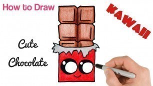 'How to Draw Cute Chocolate bar | Food kawaii drawings art tutorial'