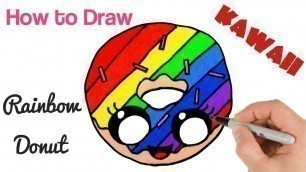 'How to Draw Rainbow Donut Cute and Kawaii Food Drawings for beginners'