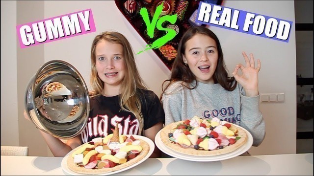 'GUMMY FOOD VS REAL FOOD PIZZA CHALLENGE! + GIVEAWAY(gesloten)'