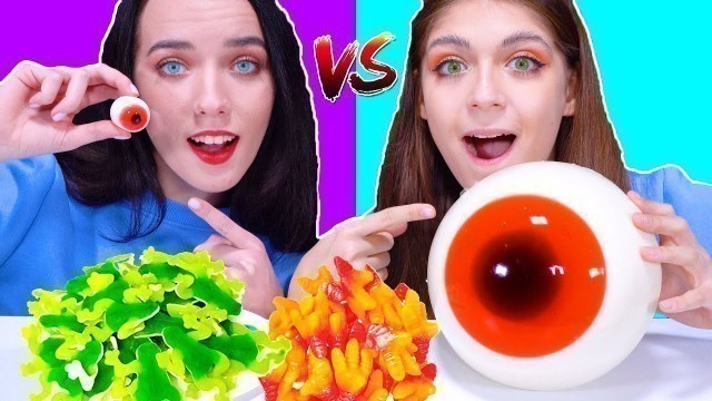 'ASMR Real Food vs Gummy Food Challenge By LiliBu'