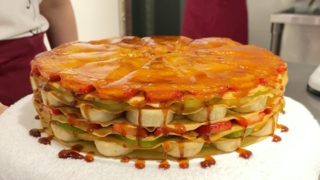 'The Best Brulee Fruit Crepe Cake Making 焦糖水果千層製作過程 브륄레 과일 크레이프 케이크 ブリュレ ミルクレープ｜Taiwanese Street Food'