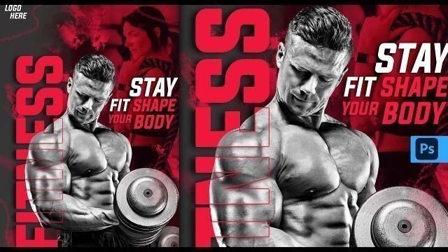 'Fitness Gym Poster Design in Photoshop Tutorial for Social Media Platform |'