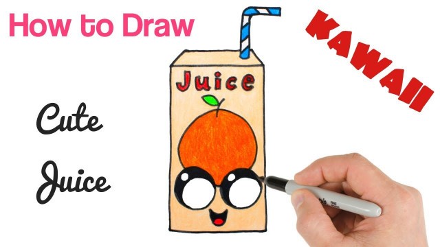 'How to Draw Cute Juice Orange Drink | Cute Kawaii Food Drawing | Art tutorial'