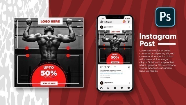 'Fitness Centre Social Media Post Design by Adobe Photoshop CC 2020 | Photoshop Guru'