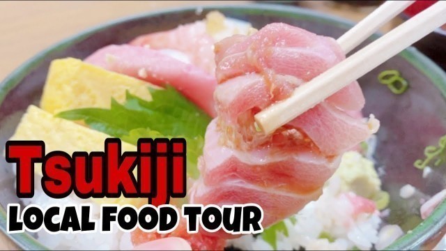 'Street Food Tour of Tsukiji Market JAPAN, sushi sashimi for locals!!!'