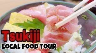 'Street Food Tour of Tsukiji Market JAPAN, sushi sashimi for locals!!!'