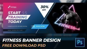 'How To Create Fitness Banner Design Tutorial In Photoshop'