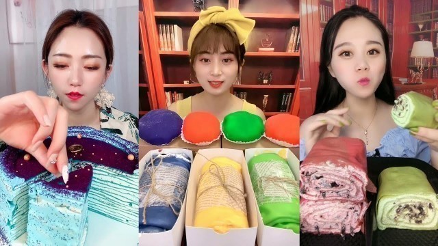 '[ASMR] MUKBANG DESSERT || EATING LAVA CAKE, CREPE CAKE, TIRAMISU CAKE , CREPE ROLL CAKE, MOCHI