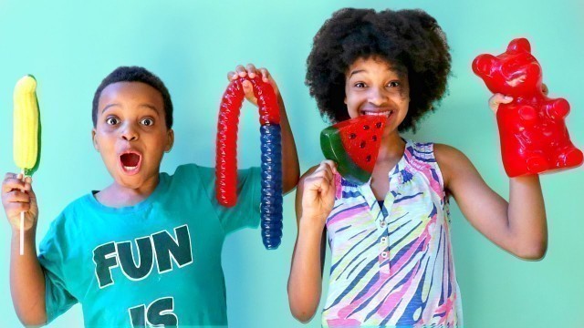 'GUMMY vs REAL FOOD CHALLENGE - Shiloh and Shasha - Onyx Kids'