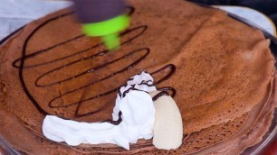 'Japanese Street Food - Chocolate Banana Cream Crepe Fukuoka  Japan'