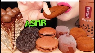 'ASMR MOST POPULAR CHOCOLATE DESSERT *ICE CREAM, CREPE CAKE, BUBBLE TEA 초콜릿 아이스크림, 크레이프 케이크, 버블티 먹방'