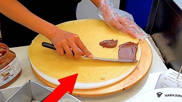 'Japanese Creamy Strawberry Chocolate Crepe - Harajuku Sweets Dessert | Street Food'