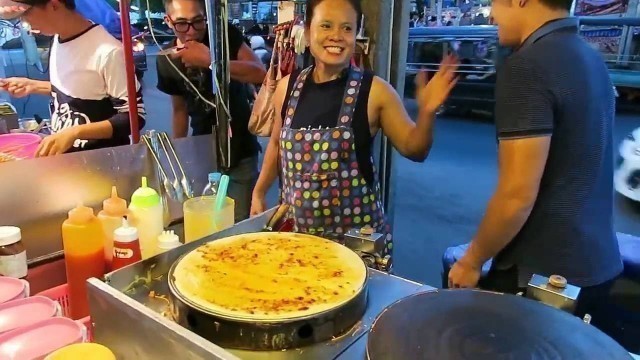 'Thailand Deep Fried Food - Crepe Pancakes - Bangkok Street Food'