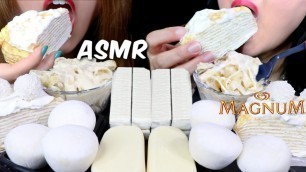 'ASMR WHITE FOODS (CREPE CAKE, MAGNUM ICE CREAM, OREO WAFERS, PASTA 리얼사운드 먹방 | Kim&Liz ASMR'