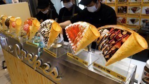 '생딸기만 사용, 누텔라 생크림 딸기 크레페 / nutella strawberry crepe with whipped cream - korean street food'