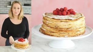 'Raspberry and Chocolate Hazelnut Crepe Cake - Frosted'