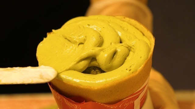 '녹차 아이스크림 크레페 green tea ice cream crepe - taiwanese street food'