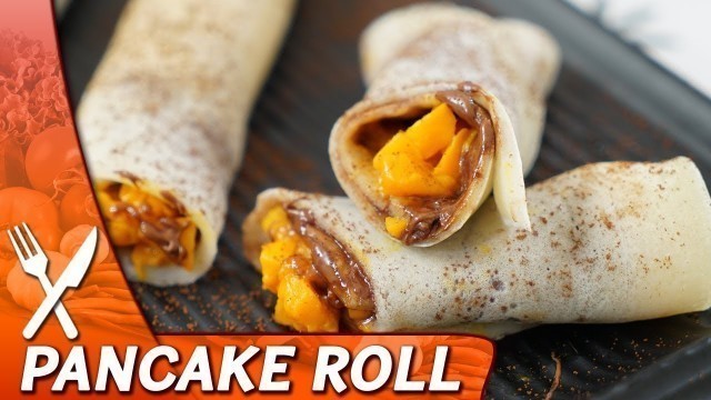 'मैंगो पैनकेक रेसिपी - Mango Pancake Roll - Cafe Style Food Recipes - Mango Crepe Eggless Dessert'