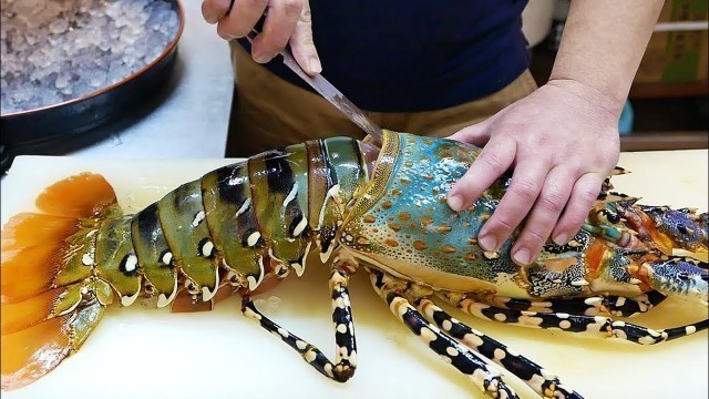 'Japanese Street Food - $600 GIANT RAINBOW LOBSTER Sashimi Japan Seafood'