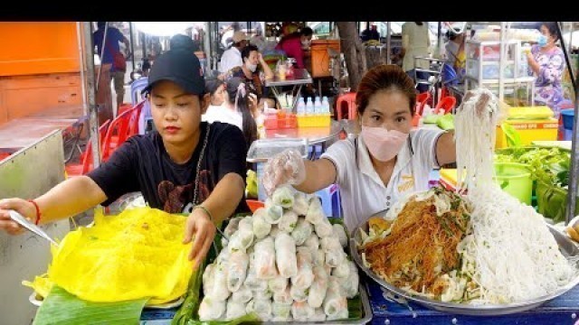 'Most Amazing Place for Summer Rolls, Crispy Crepe, Dumpling, Rice Noodle | Street Food in Cambodia'