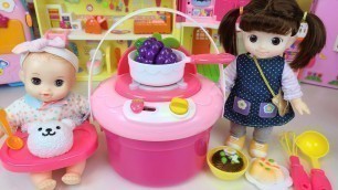 'Baby Doll food kitchen bag and noodle cooking toys play house story - ToyMong TV 토이몽'