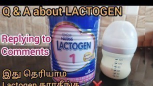 'Lactogen 1 baby milk powder Q&A in Tamil/Lactogen 1 baby milk powder Tamil/How to mix Lactogen Tamil'