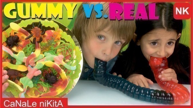 'Sfida Real Food vs. Gummy Food #4 !! Cibo Vero contro cibo gommoso challenge ITA by Canale Nikita'