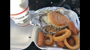 'Cook Out: Barbeque Sandwich, Onion Rings, Hushpuppies & Eggnog Milkshake Review'