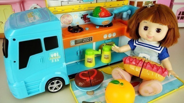 'Baby doll food truck kitchen and Baby Doli cooking hotdog play - ToyPudding'