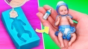 '11 DIY Baby Doll Hacks and Crafts / Miniature Baby, Crib and More!'