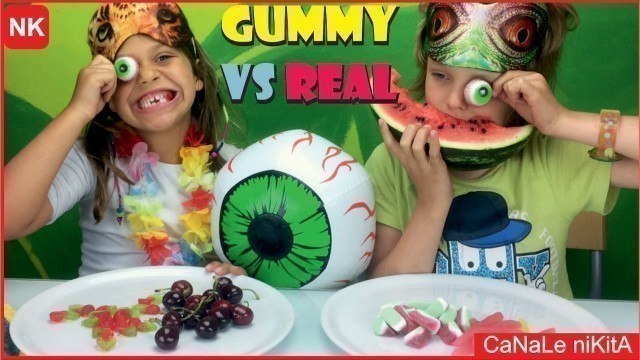 'Real food  vs Gummy food ita Challenge - Cibo reale vs Cibo gommoso sfida - Canale Nikita'