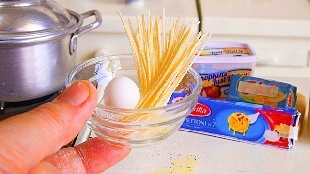 'TINY FOOD REAL PASTA EGG MILK & CHEESE | MINIATURE FOOD COOKING | KITCHEN SET | ASMR'