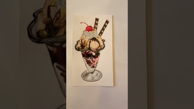 'Ice cream sundae drawing #icecream #sundaeicecream #food #drawing #shorts'