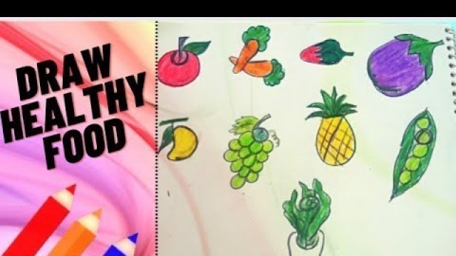 'Draw healthy food by Numbers| fruits drawing|# healthy food drawing|#utba Art and craft'