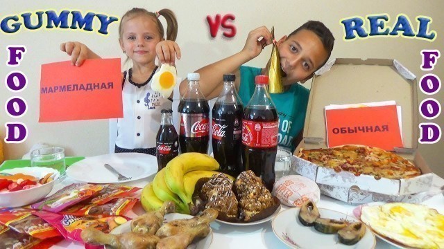 'FUNNY ЧЕЛЛЕНДЖ ОБЫЧНАЯ Еда против МАРМЕЛАДА Real Food vs Gummy Food Challenge сладкий МУРАВЕЙНИК'