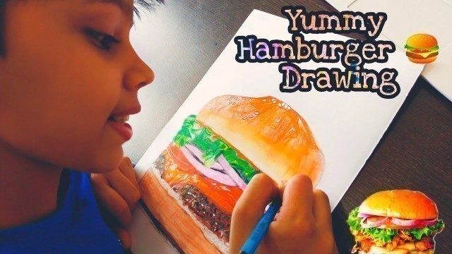 'How to Paint a Realistic HAMBURGER Food Drawing/Realistic Color Pencil Drawing/How to Draw a Burger'