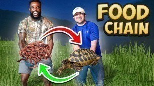 'Food Chain Fishing Challenge (Grub Worms to Giant Catch!)'