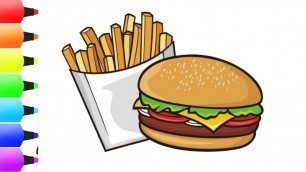 'Let\'s learn to draw French Fries and Burger | Junk Food Drawing'