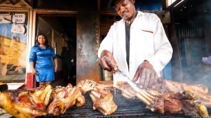 'Kenyan Street Food - HUGE GRILLED MEAT (Nyama Choma) Tour in Nairobi, Kenya | African Food!'