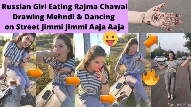 'Russian Girl Eating Indian Food, Drawing Mehandi & Dancing on Jimmy Jimmy Aaja Aaja 