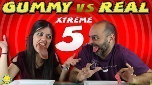 'GOMINOLAS vs COMIDA REAL CHALLENGE EXTREMO 5| Real Food VS Gummy XTREME 5'