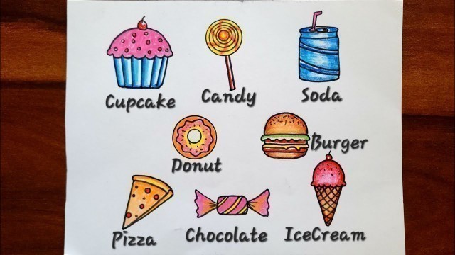 'Unhealthy food drawing | Junk Food Drawing | Unhealthy food chart Easy'