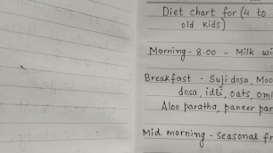 'Diet chart for 4 to 7 year old kids || Growth diet chart # diet chart # diet plan #डाइट प्लान'