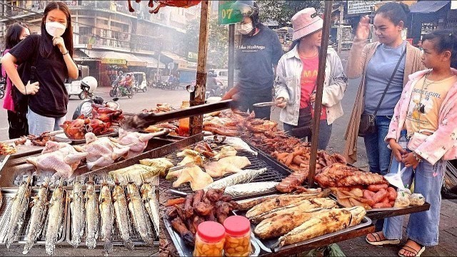 'VERY Popular Cambodian Street Food, Grilled Chicken, Duck, Fish, Beef, Fried Rice, Vegetable & More'